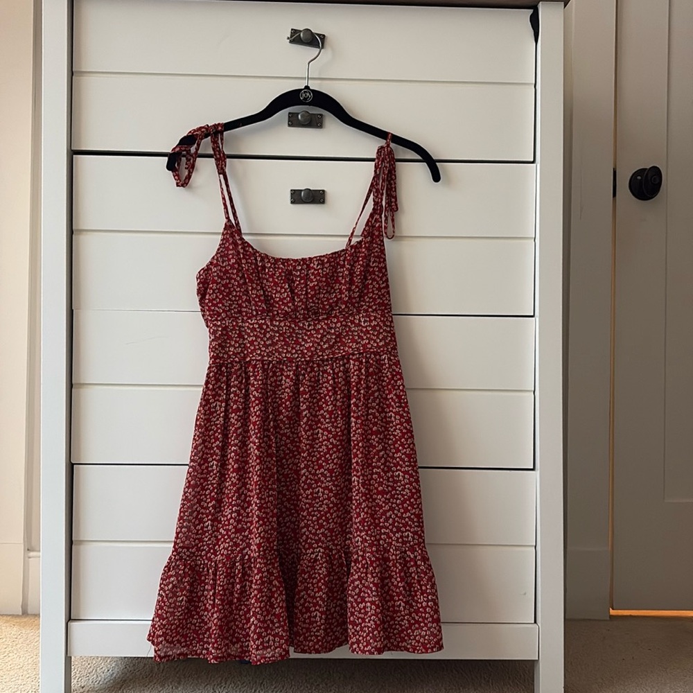 Princess Polly tie sleeve red floral sundress